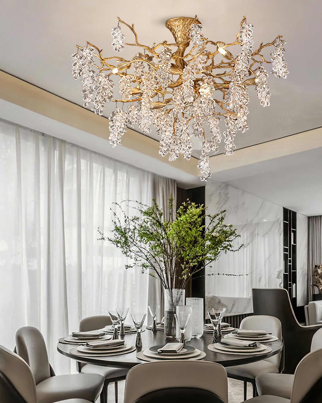 Grape Branch Crystal Chandelier by Bling Lighting Studio
