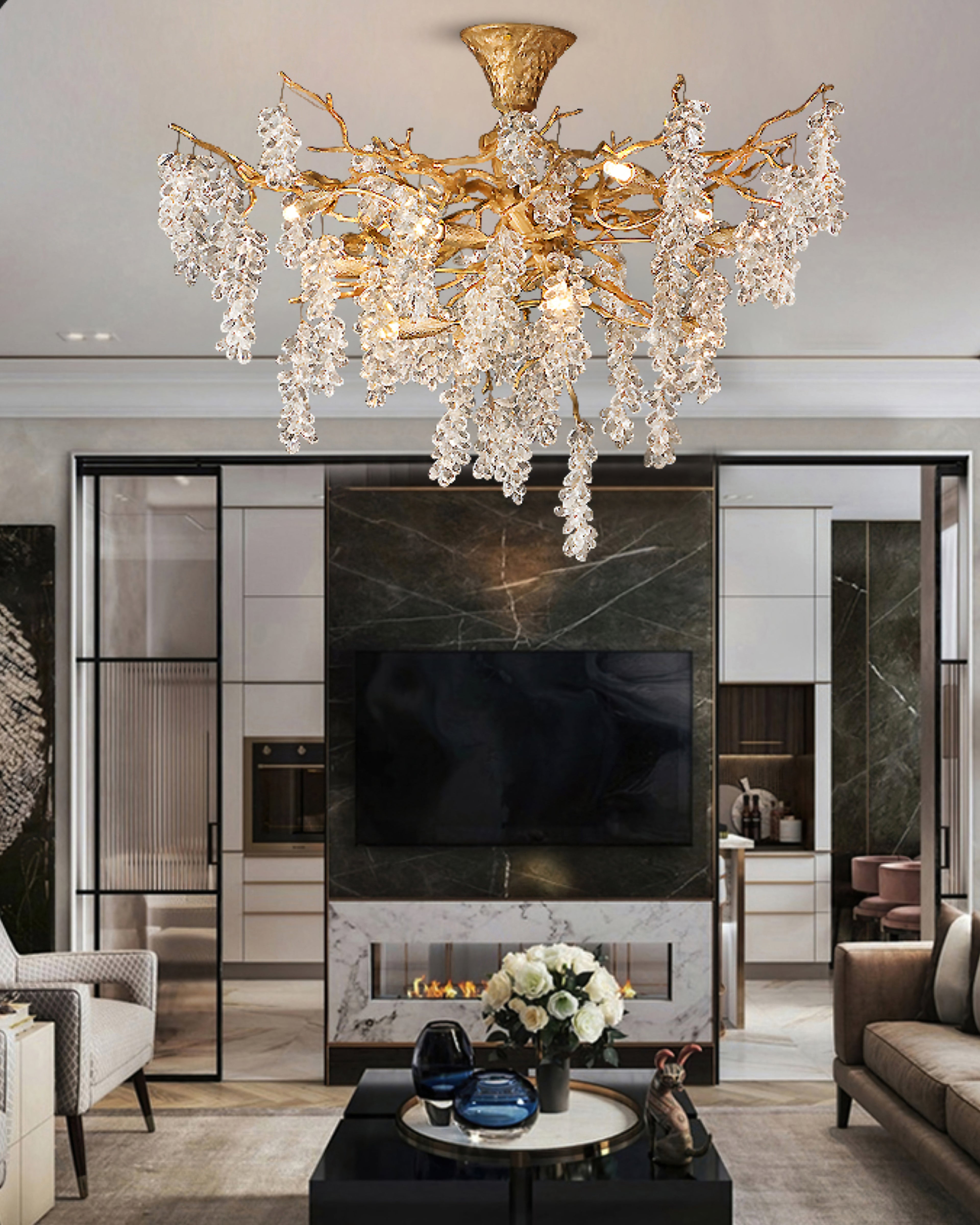 Grape Branch Crystal Chandelier by Bling Lighting Studio