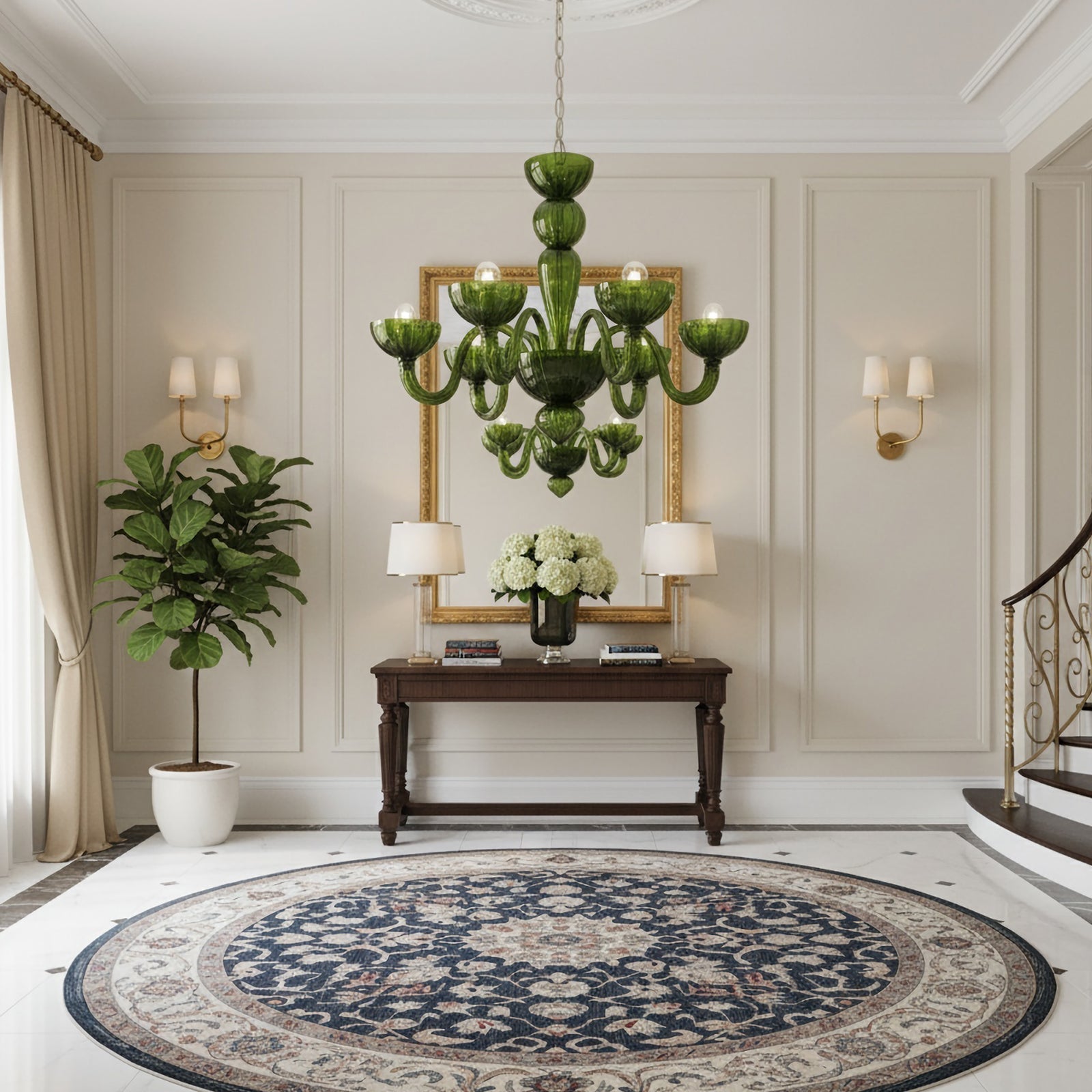 Green Ares Murano Glass Chandelier material and finish detail