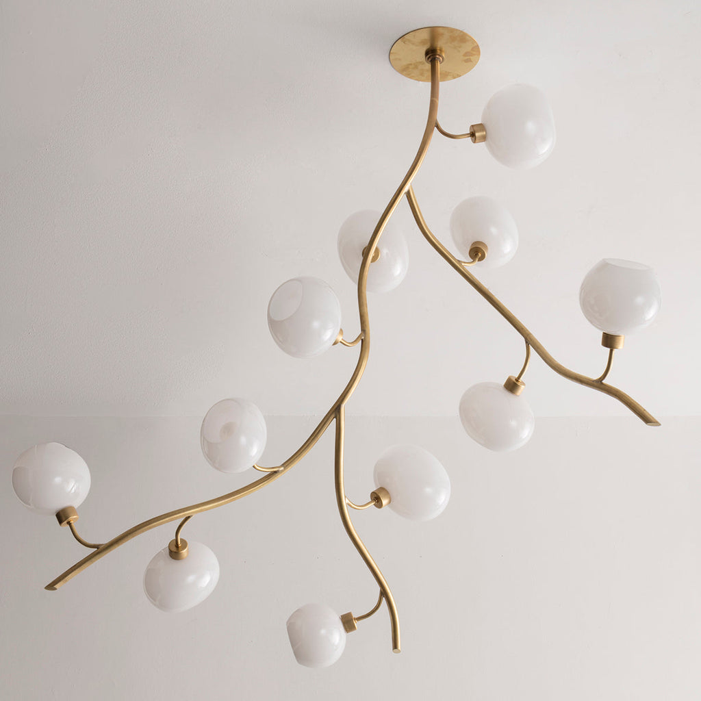 Modern Brass Branch Chandelier with Handcrafted Glass Globes by Bling Lighting Studio