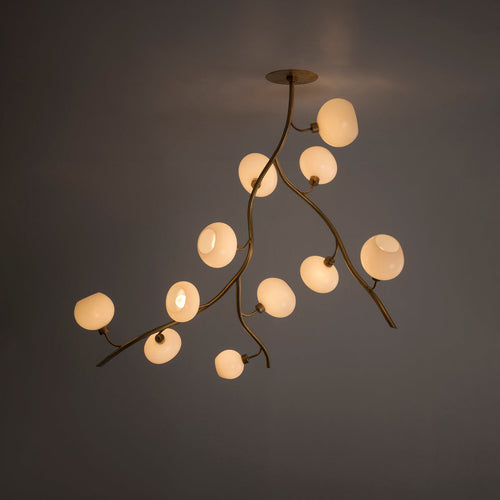 Modern Brass Branch Chandelier with Handcrafted Glass Globes by Bling Lighting Studio