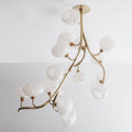 Modern Chandelier with Irregular Glass Lampshades and Brass Branches by Bling Lighting Studio