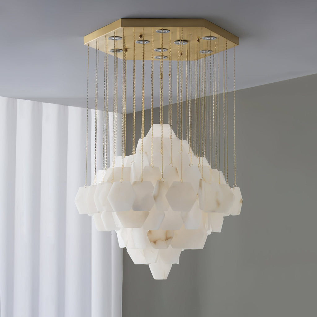 Hexa Alabaster Cascade Chandelier by Bling Lighting Studio