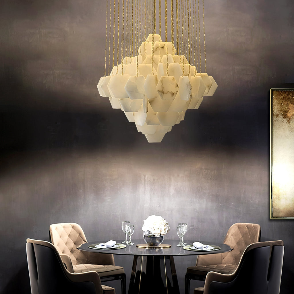 Hexa Alabaster Cascade Chandelier by Bling Lighting Studio