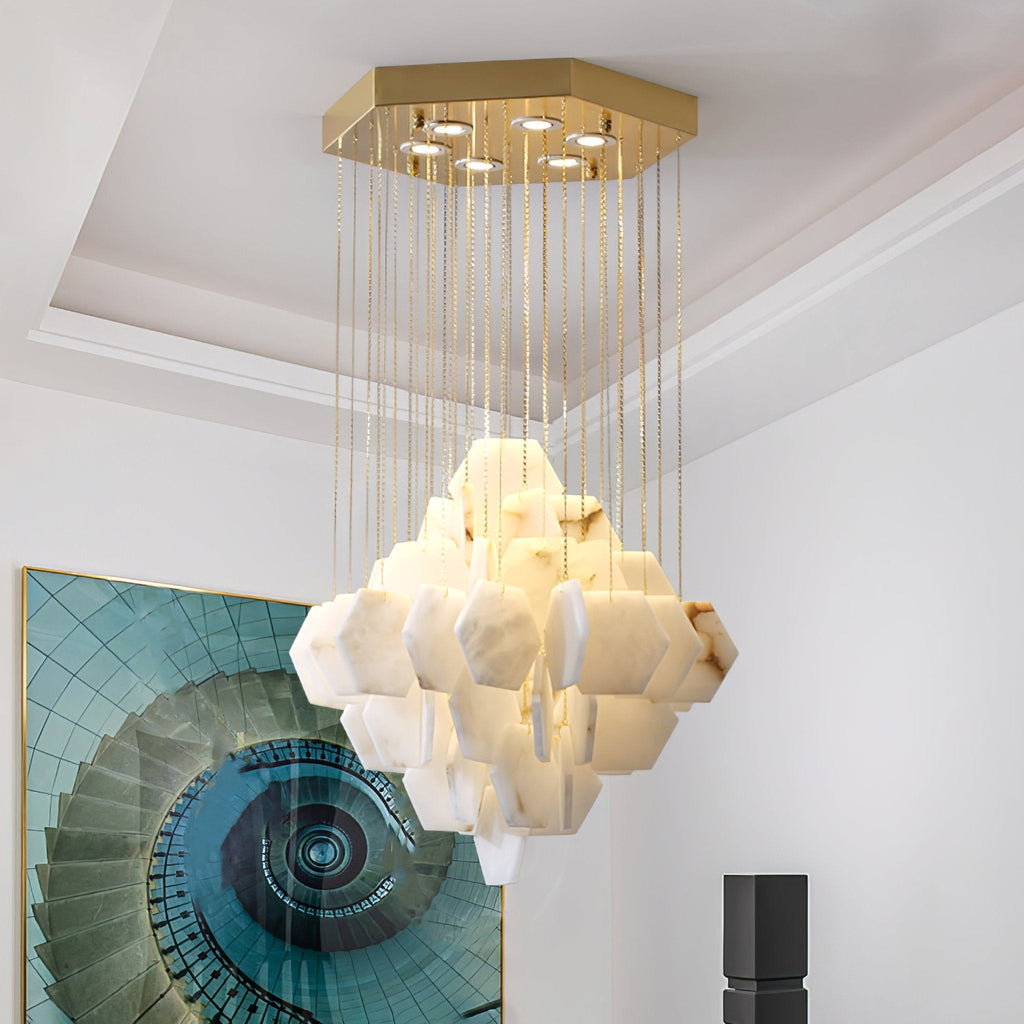 Hexa Alabaster Cascade Chandelier by Bling Lighting Studio