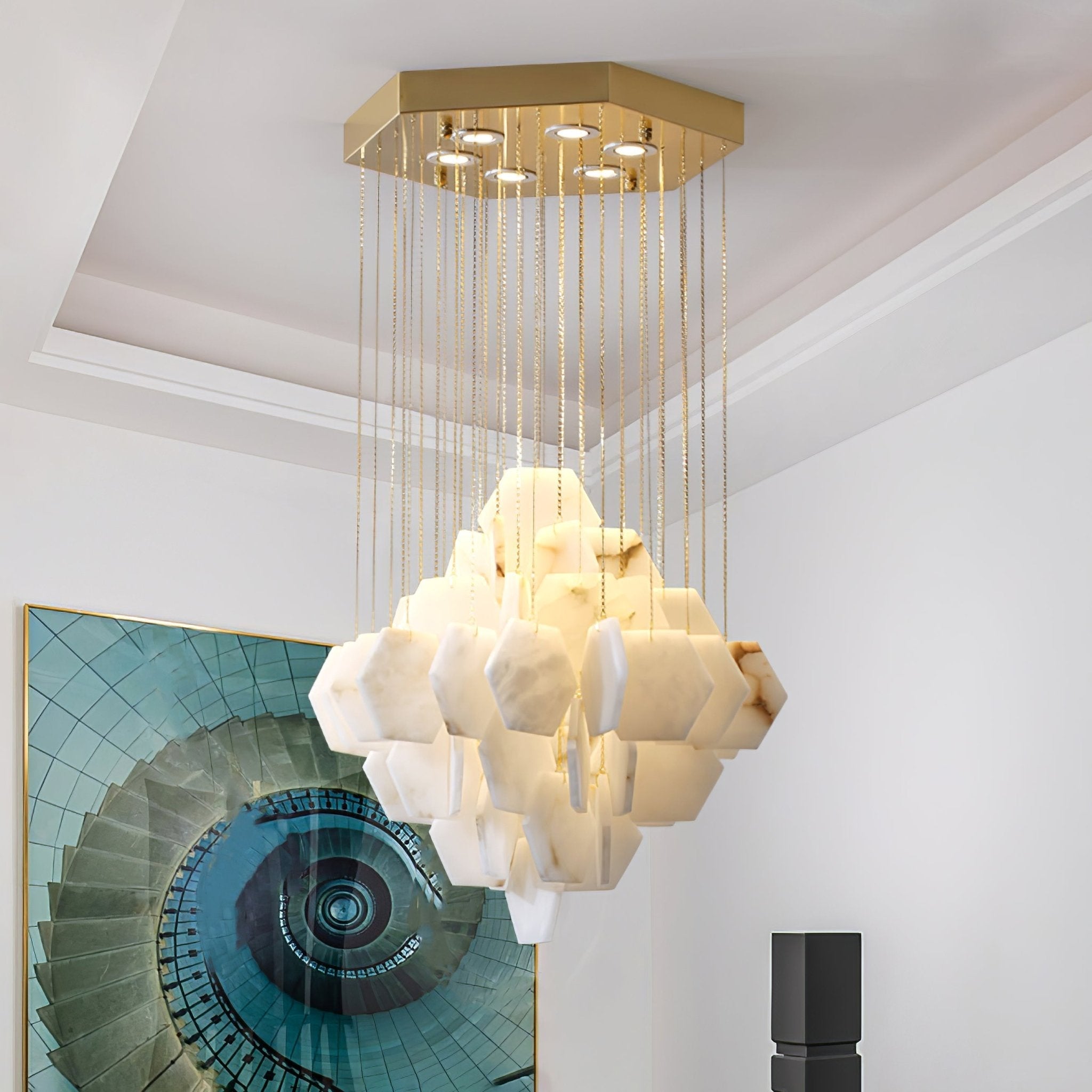 Hexa Alabaster Cascade Chandelier by Bling Lighting Studio