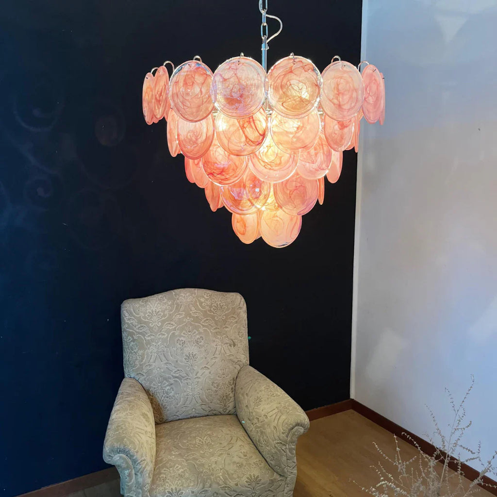 Pink Disc Murano Chandelier