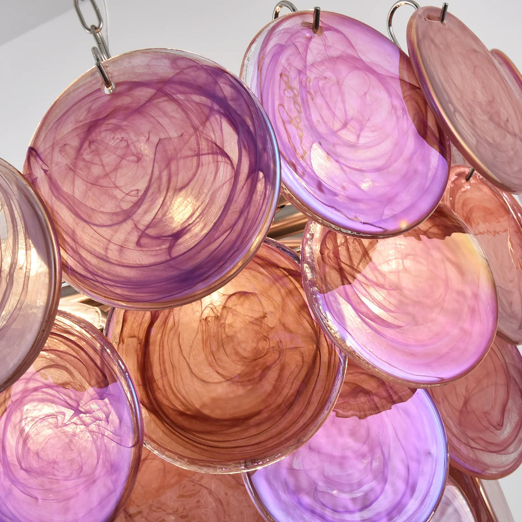 Pink Disc Murano Chandelier