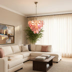 Pink Disc Murano Chandelier detail view