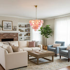 Pink Disc Murano Chandelier material and finish detail
