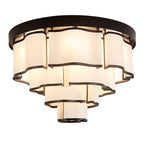 Modern Flush Mounted 3/4/5-Tier Round Acrylic Chandelier in Black Finish