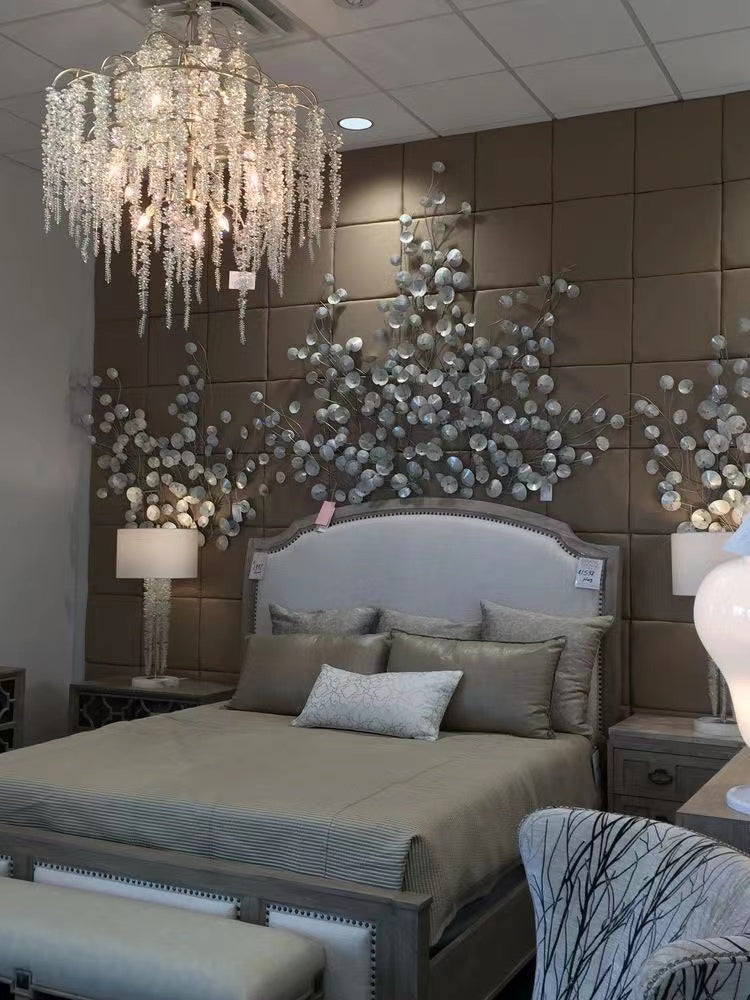 Light Luxury Silver Flower Branch Chandelier with Icicle Details by Bling Lighting Studio