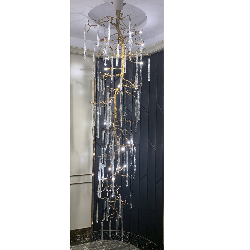 Willow Branch Glass Foyer Chandelier by Bling Lighting Studio