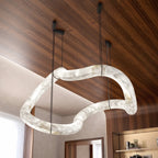 Glacera Designer Inspired Alabaster Chandelier Light For Living Room 35'' 55'' 56'' 70'' 96''W by Bling Lighting Studio