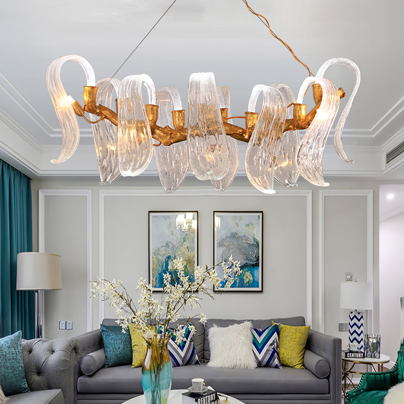 Icarus Wings Horizontal Branch Chandelier by Bling Lighting Studio