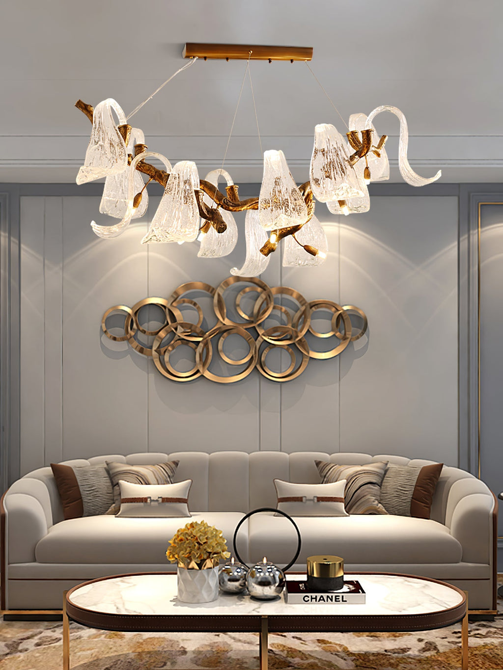 Icarus Wings Horizontal Branch Chandelier by Bling Lighting Studio