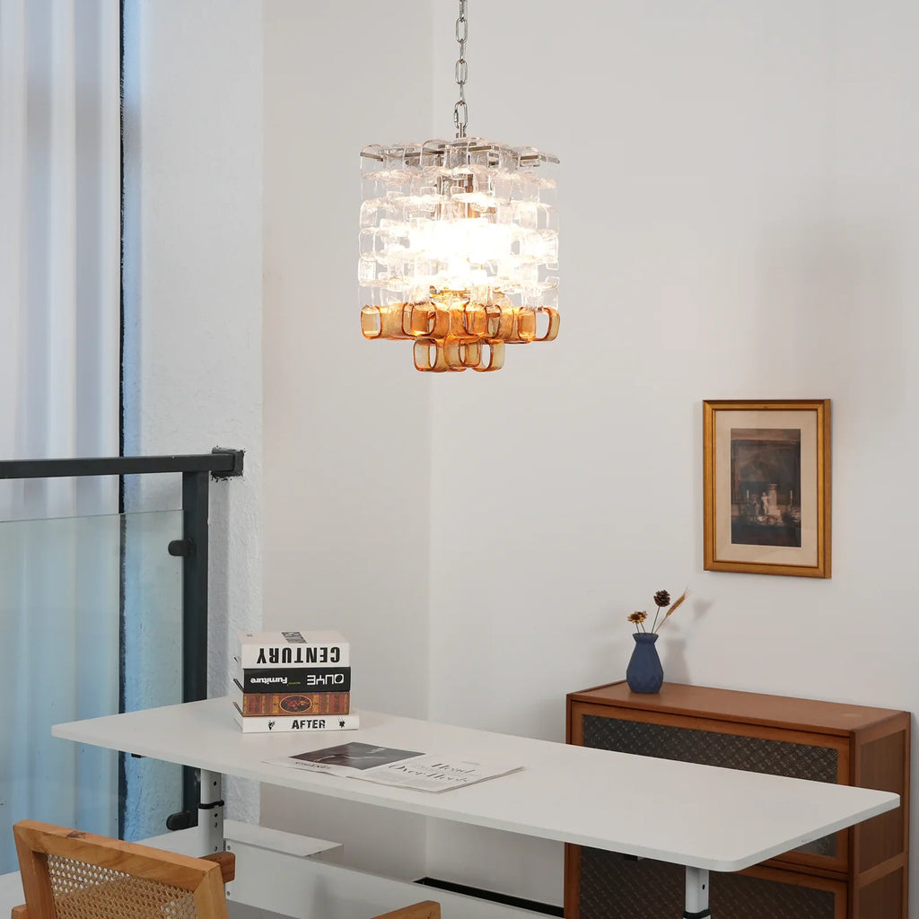 Ice Cube Glass Murano Chandelier detail view