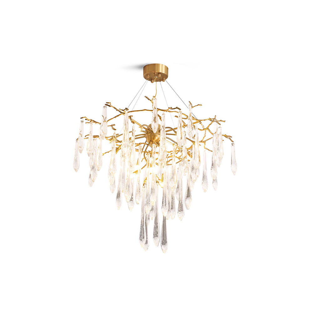 Icicle Branch Brass Crystal Chandelier by Bling Lighting Studio
