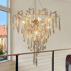 Icicle Branch Brass Crystal Chandelier by Bling Lighting Studio