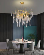 Icicle Branch Brass Crystal Chandelier by Bling Lighting Studio