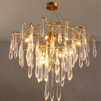 Icicle Branch Brass Crystal Chandelier by Bling Lighting Studio