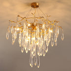 Icicle Branch Brass Crystal Chandelier by Bling Lighting Studio