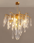 Icicle Branch Brass Crystal Chandelier by Bling Lighting Studio