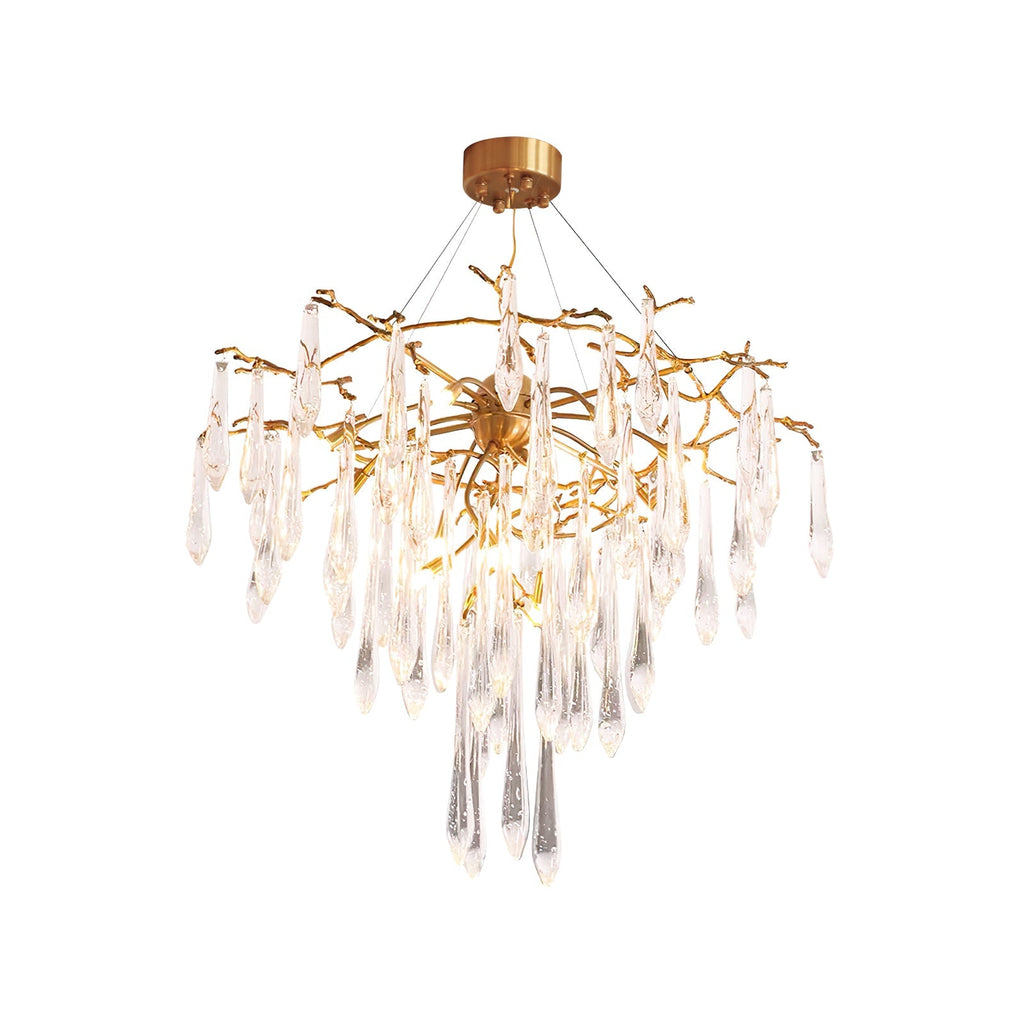 Icicle Branch Brass Crystal Chandelier by Bling Lighting Studio