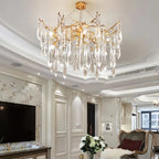 Icicle Branch Brass Crystal Chandelier by Bling Lighting Studio