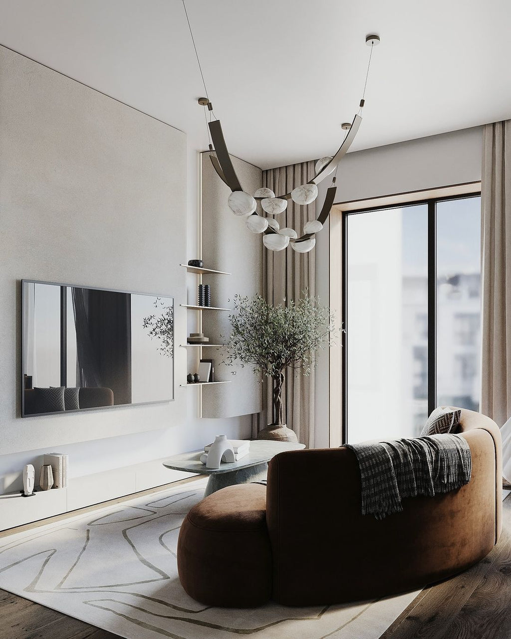 Modern Belt Alabaster Drops LED Chandelier by Bling Lighting Studio