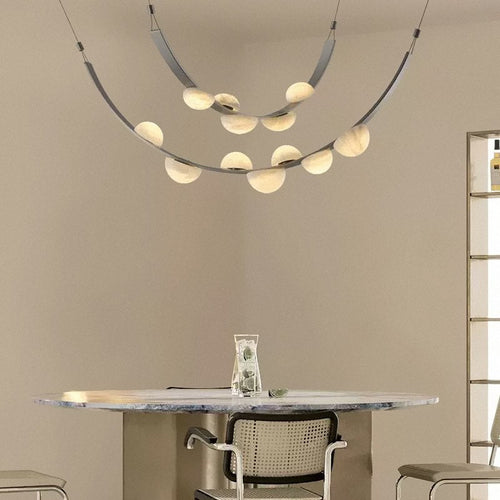 Modern Belt Alabaster Drops LED Chandelier by Bling Lighting Studio