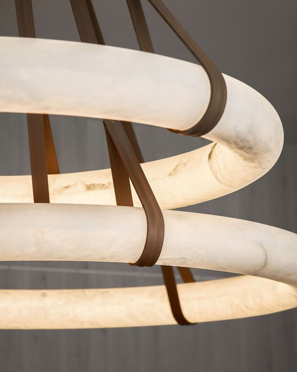 Modern Round Alabaster Chandelier for Living Room/Bedroom by Bling Lighting Studio