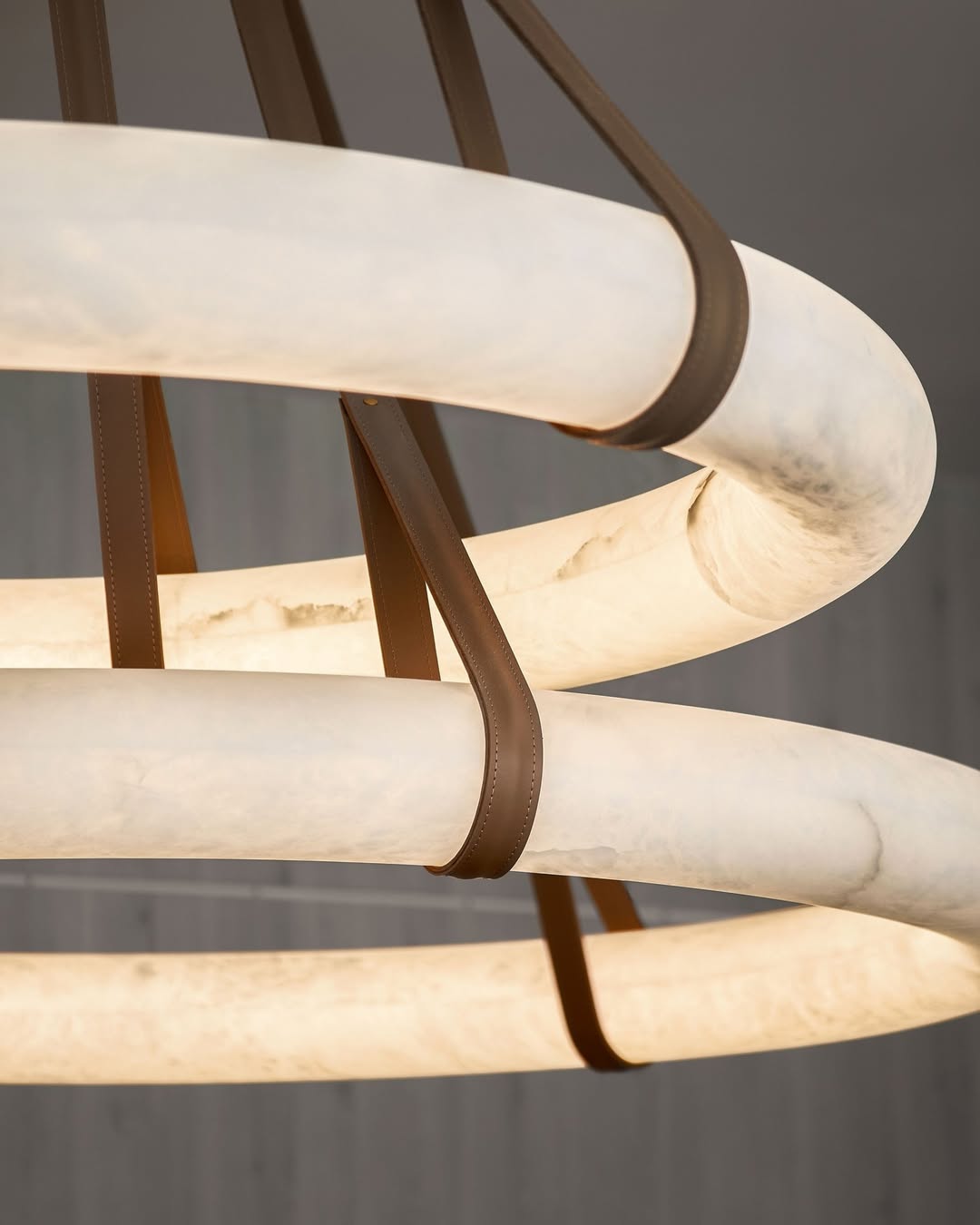 Modern Round Alabaster Chandelier for Living Room/Bedroom by Bling Lighting Studio