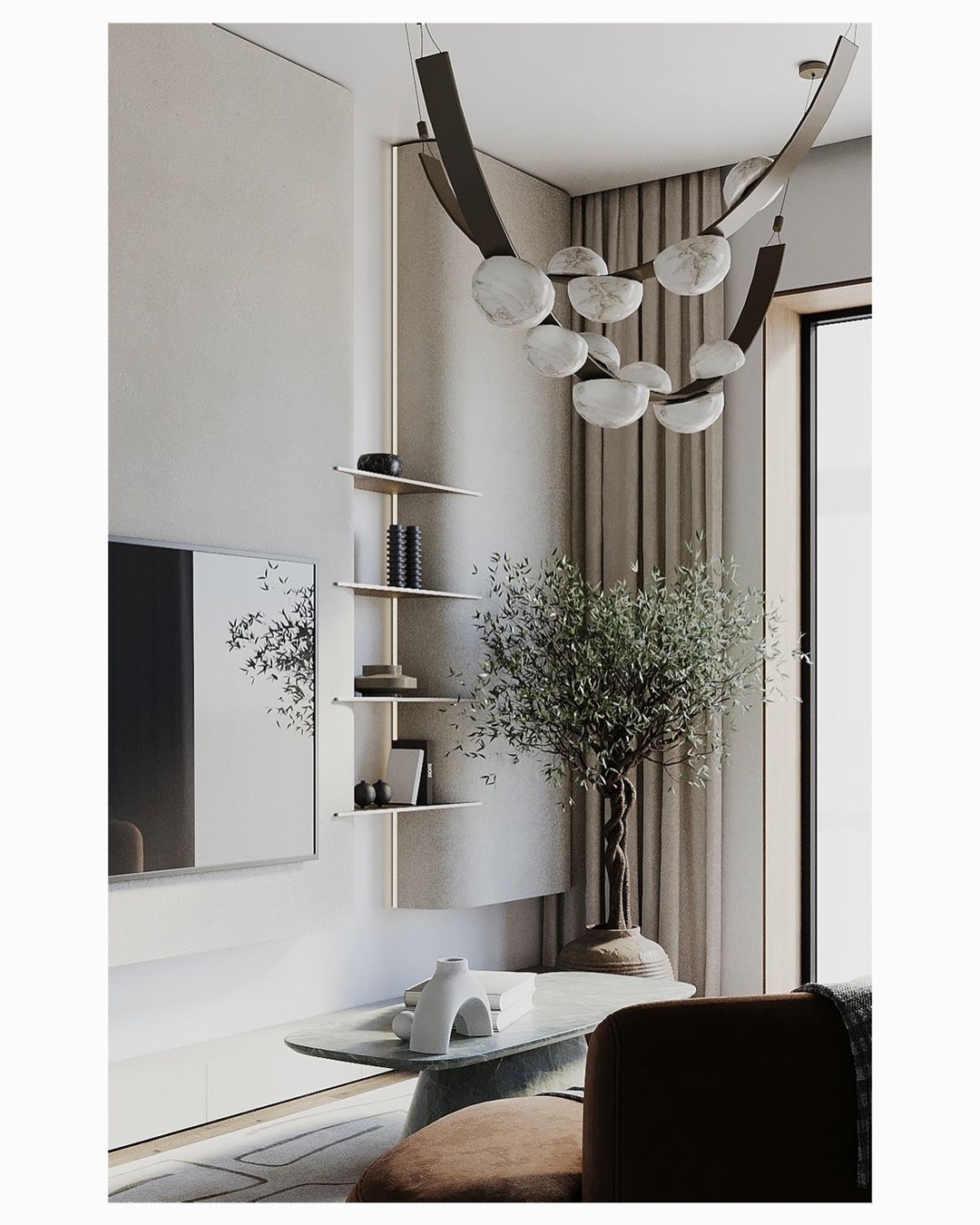 Modern Belt Alabaster Drops LED Chandelier by Bling Lighting Studio