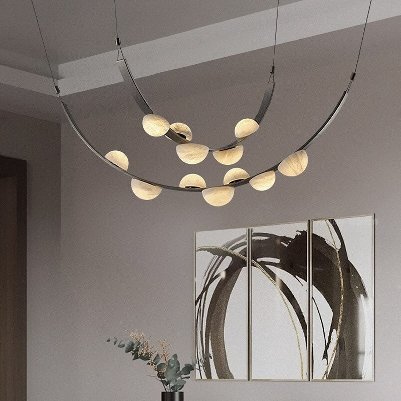 Modern Belt Alabaster Drops LED Chandelier by Bling Lighting Studio
