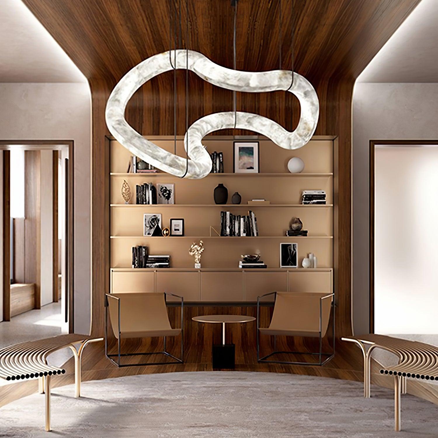 Streamlined Alabaster Pendant Lamp by Bling Lighting Studio