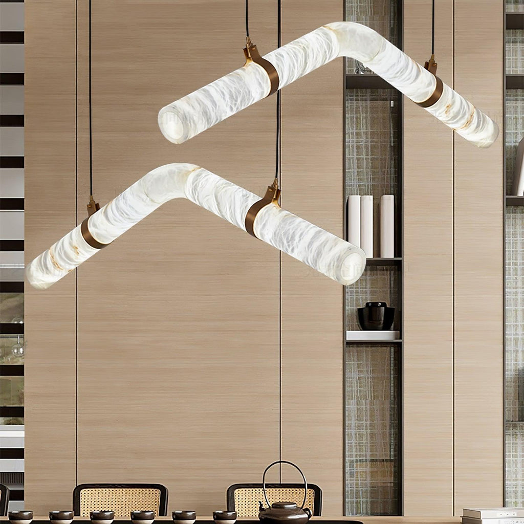 Streamlined Alabaster Pendant Lamp by Bling Lighting Studio
