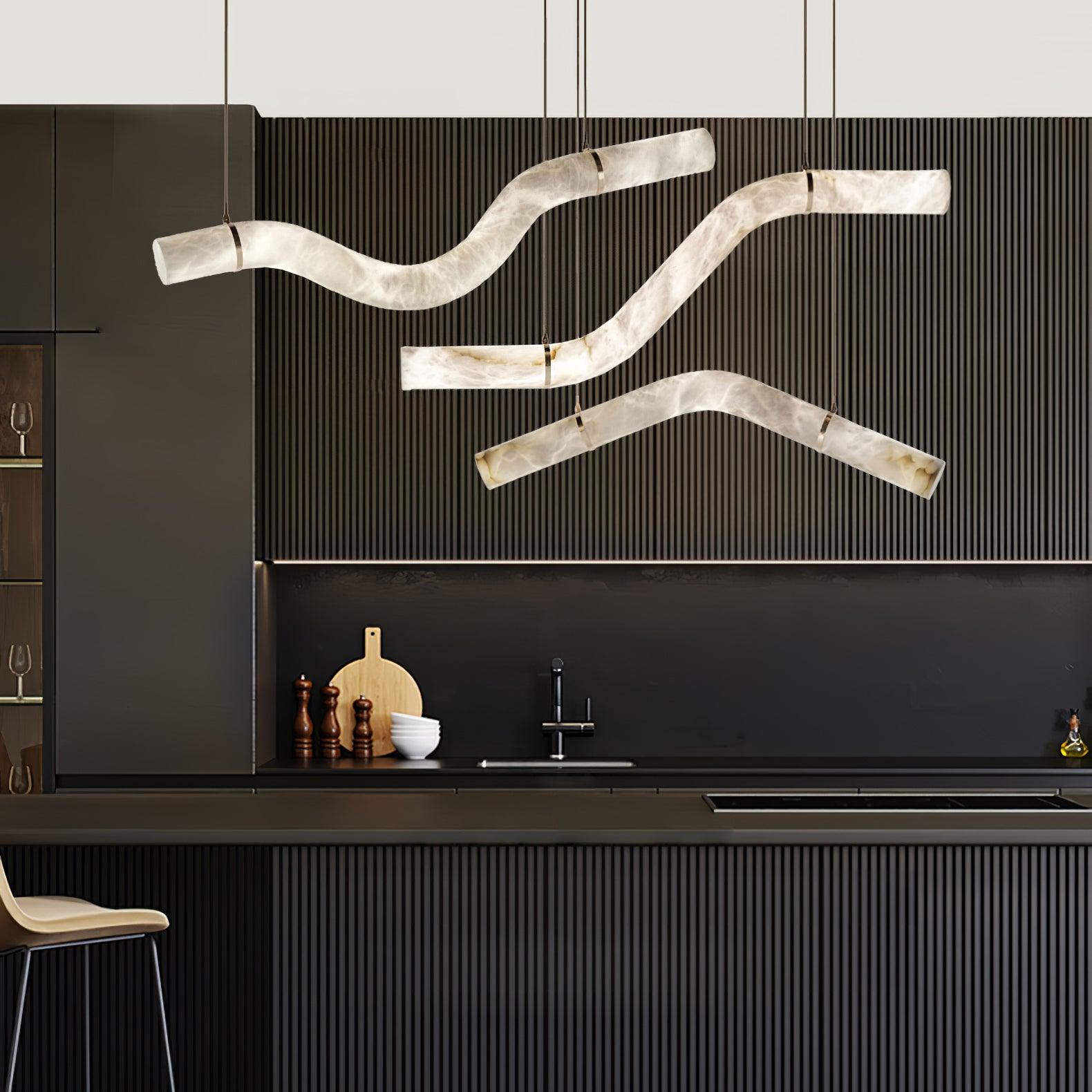 Streamlined Alabaster Pendant Lamp by Bling Lighting Studio