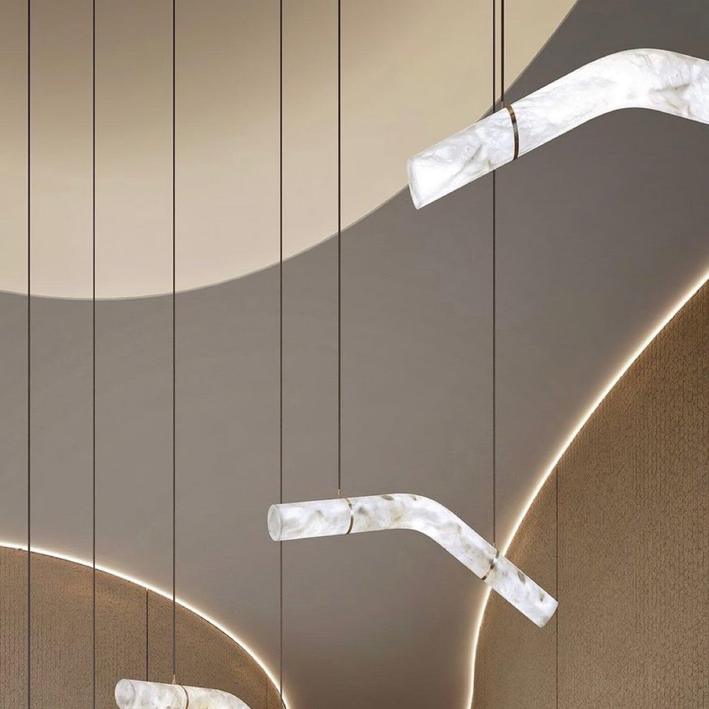 Streamlined Alabaster Pendant Lamp by Bling Lighting Studio
