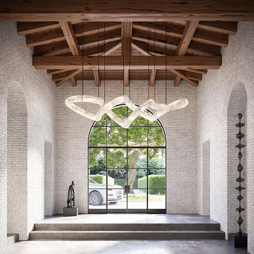 Streamlined Alabaster Pendant Lamp by Bling Lighting Studio