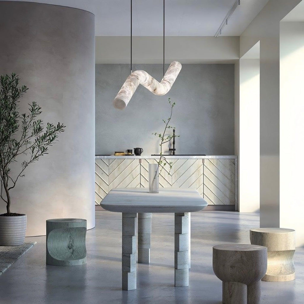 Streamlined Alabaster Pendant Lamp by Bling Lighting Studio