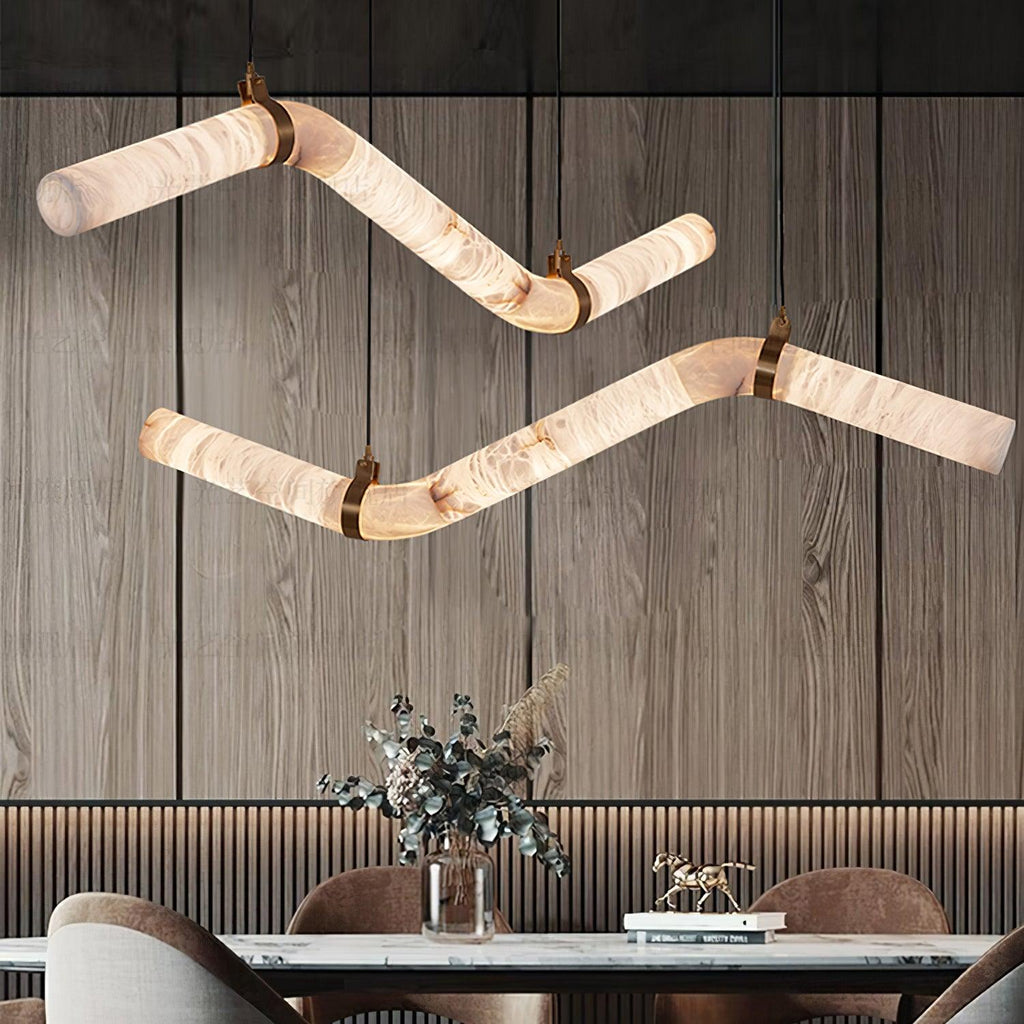 Streamlined Alabaster Pendant Lamp by Bling Lighting Studio
