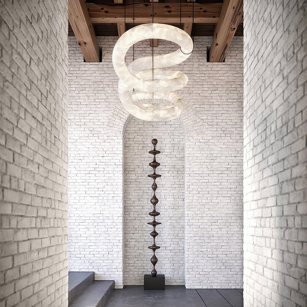 Streamlined Alabaster Pendant Lamp by Bling Lighting Studio
