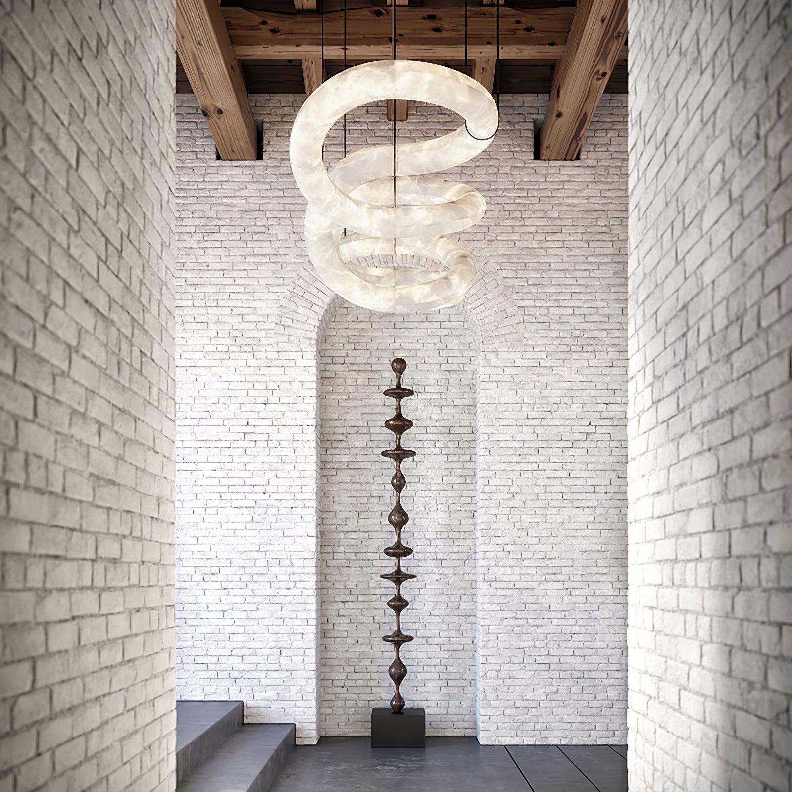 Streamlined Alabaster Pendant Lamp by Bling Lighting Studio