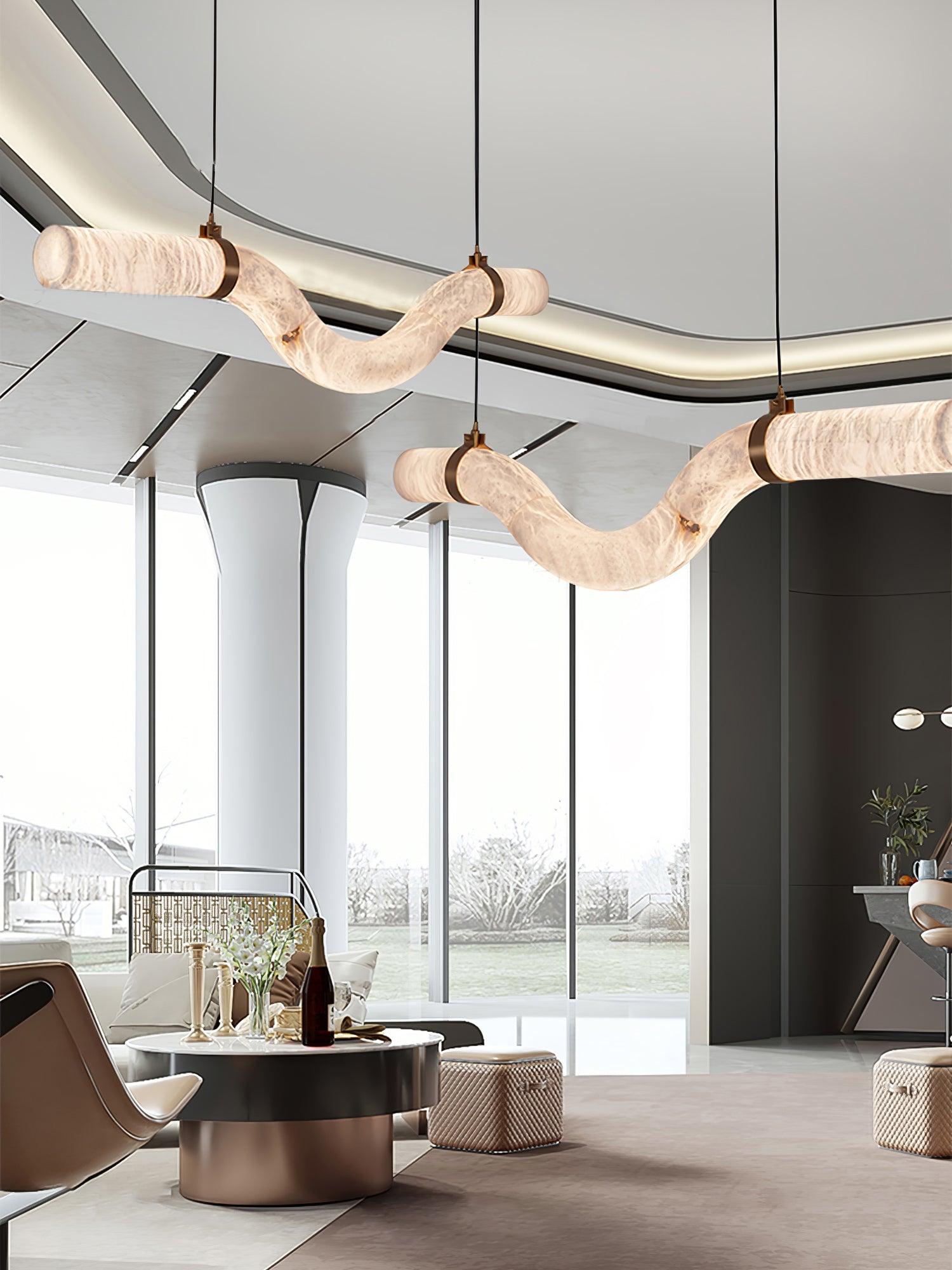 Streamlined Alabaster Pendant Lamp by Bling Lighting Studio