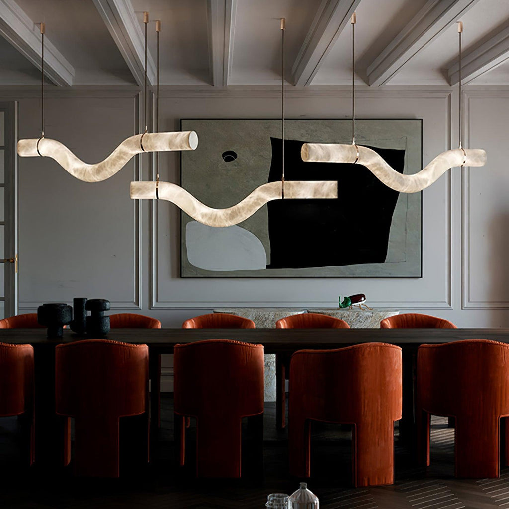 Streamlined Alabaster Pendant Lamp by Bling Lighting Studio