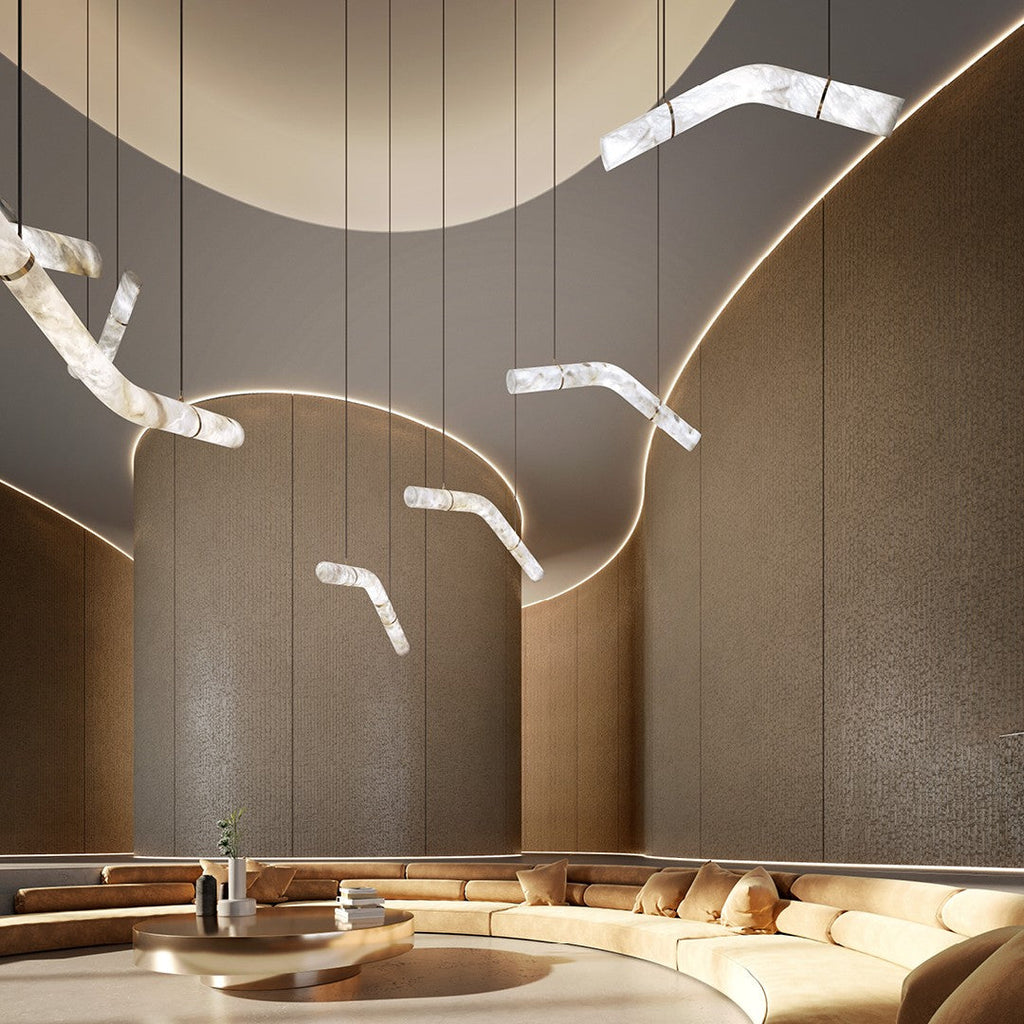 Streamlined Alabaster Pendant Lamp by Bling Lighting Studio