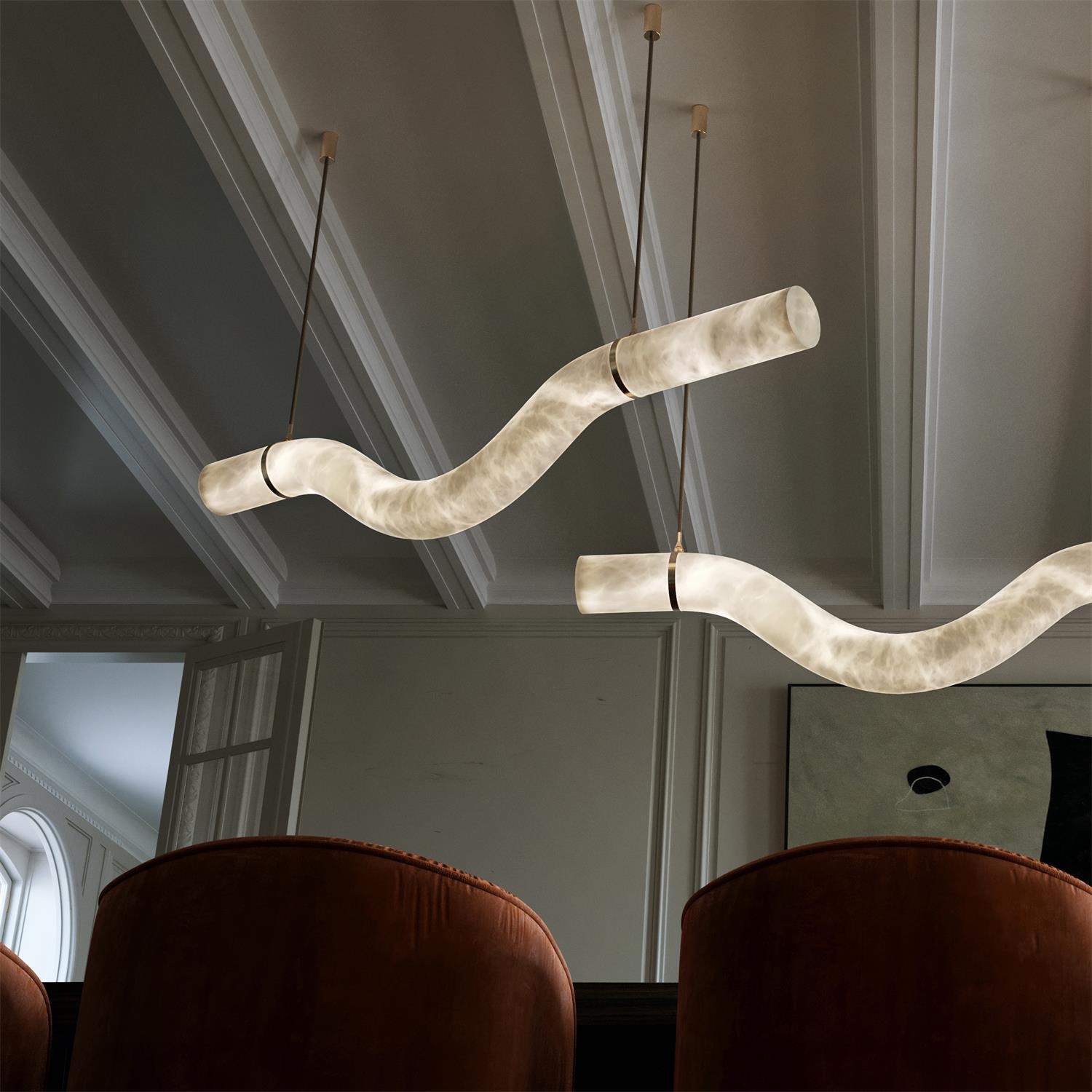 Streamlined Alabaster Pendant Lamp by Bling Lighting Studio