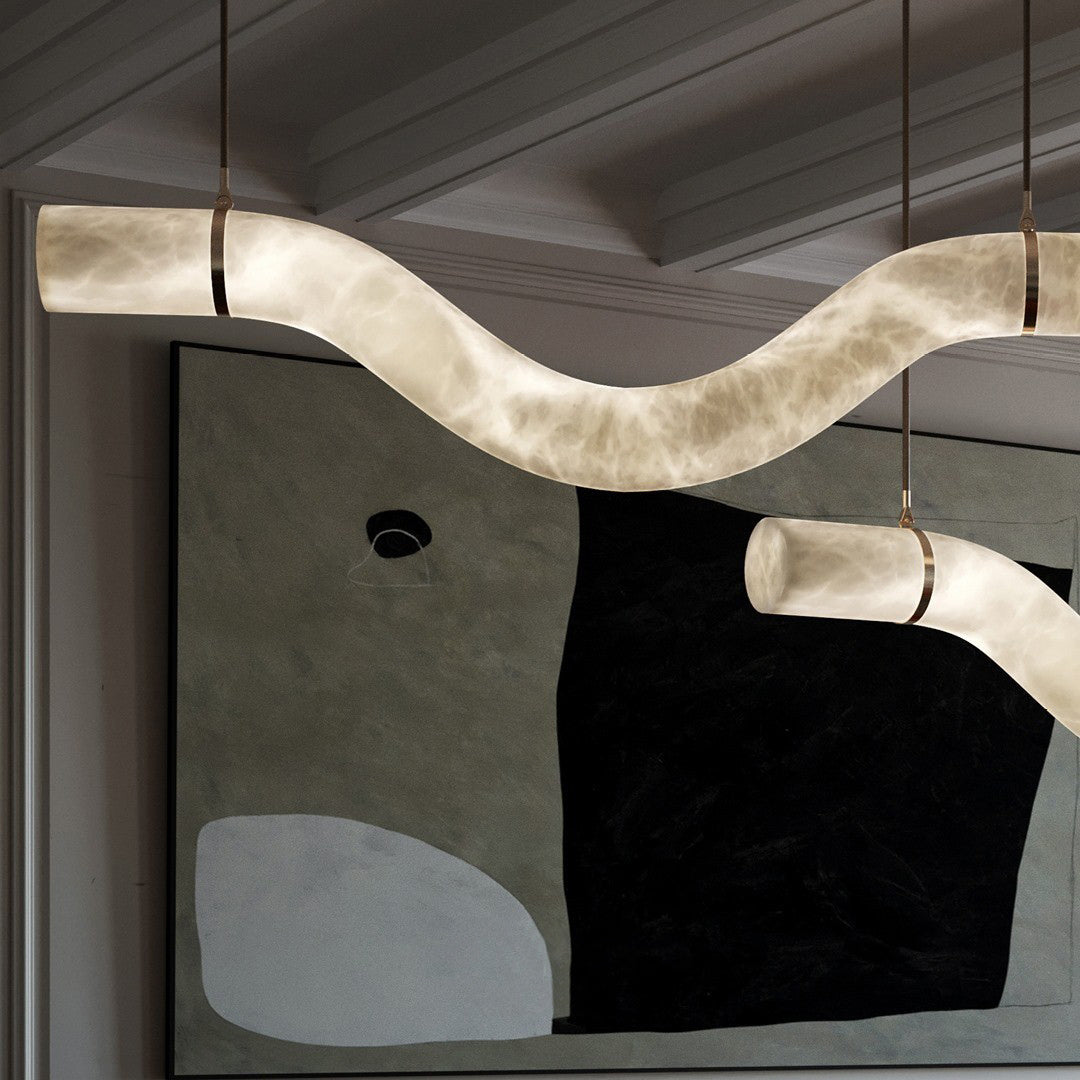 Streamlined Alabaster Pendant Lamp by Bling Lighting Studio
