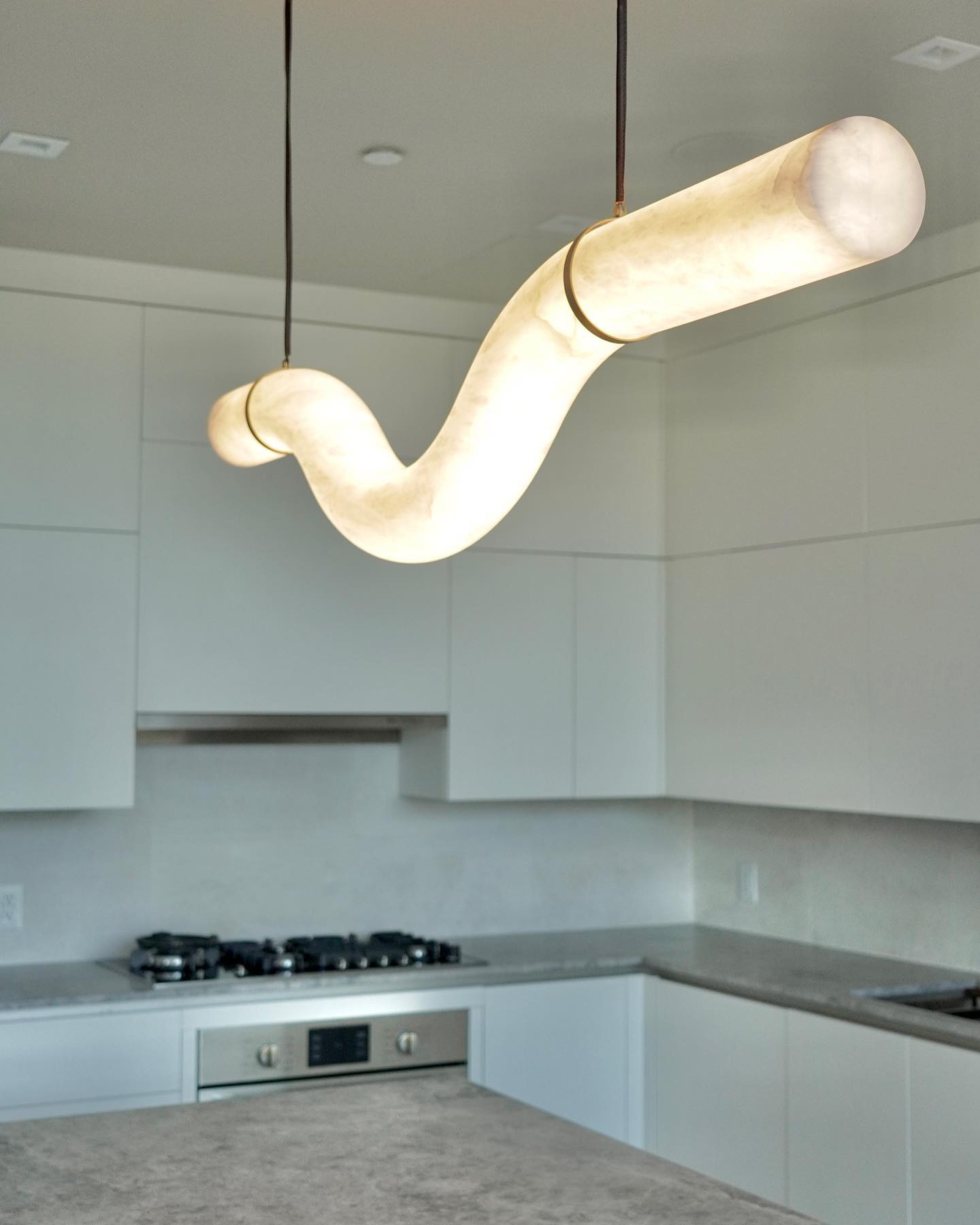 Streamlined Alabaster Pendant Lamp by Bling Lighting Studio